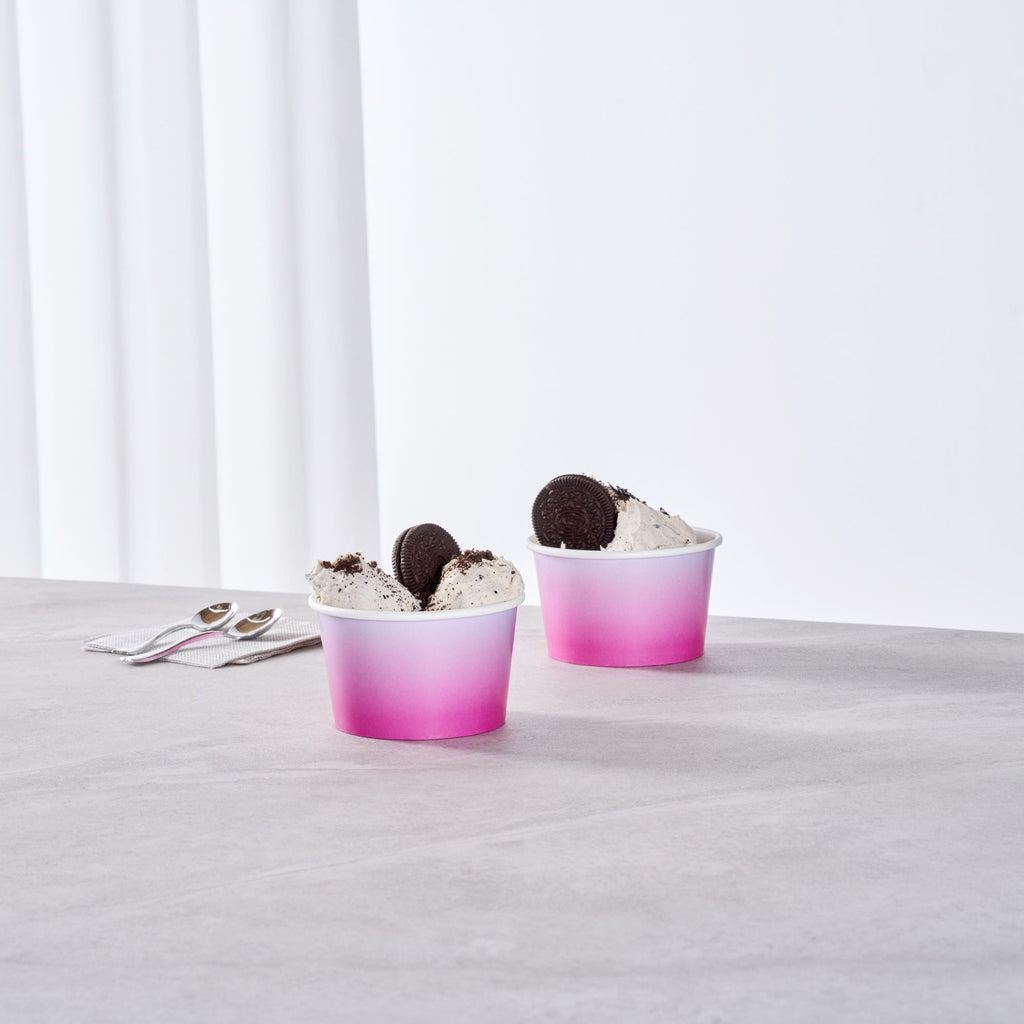 Coppetta 8 oz Round Purple And Blue Ombre Paper To Go Cup - 3 3/4" x 3 3/4" x 2 1/4" - 200 count box