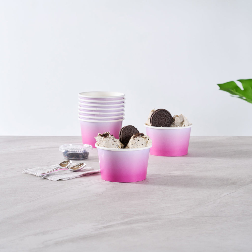 Coppetta 8 oz Round Purple And Blue Ombre Paper To Go Cup - 3 3/4" x 3 3/4" x 2 1/4" - 200 count box