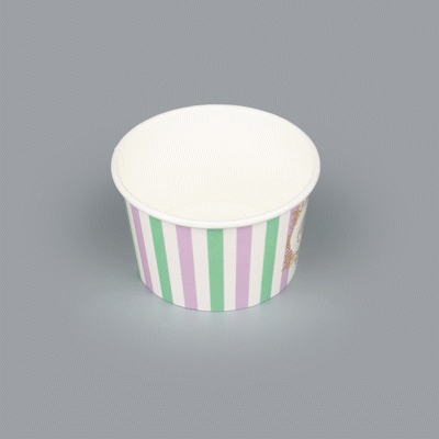 Coppetta 8 oz Round Purple And Blue Stripe Paper To Go Cup - 3 3/4" x 3 3/4" x 2 1/4" - 200 count box