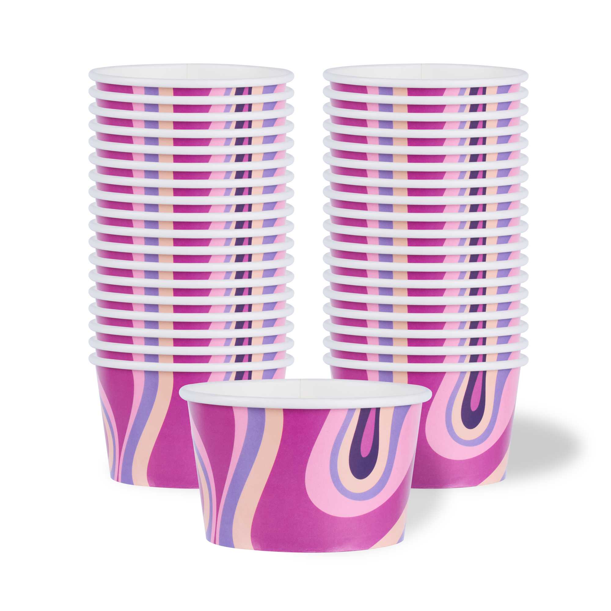 Coppetta 8 oz Round Midnight Groove Paper To Go Cup - 3 3/4" x 3 3/4" x 2 1/4" - 50 count box