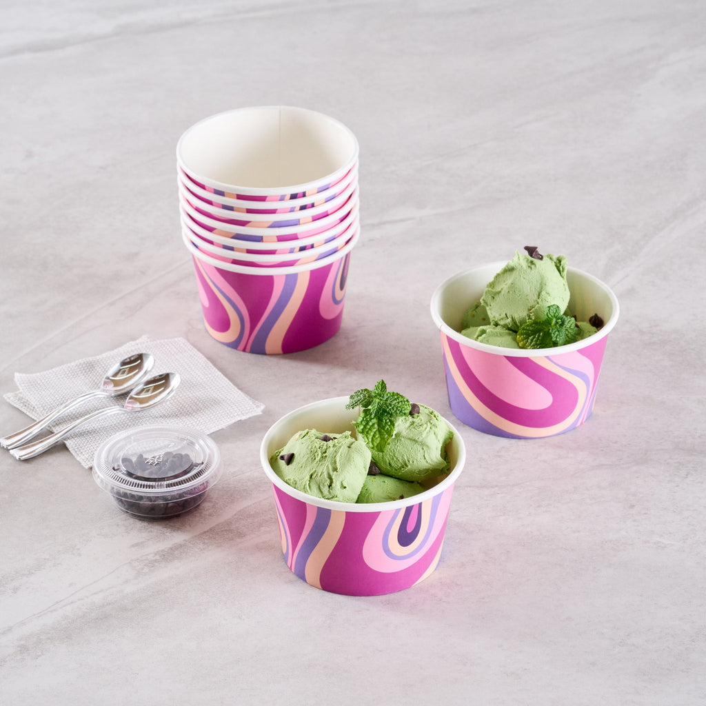 Coppetta 8 oz Round Midnight Groove Paper To Go Cup - 3 3/4" x 3 3/4" x 2 1/4" - 200 count box