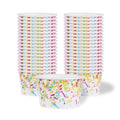 Coppetta 8 oz Round White Paper To Go Cup - with Party Sprinkles - 3 3/4" x 3 3/4" x 2 1/4" - 200 count box