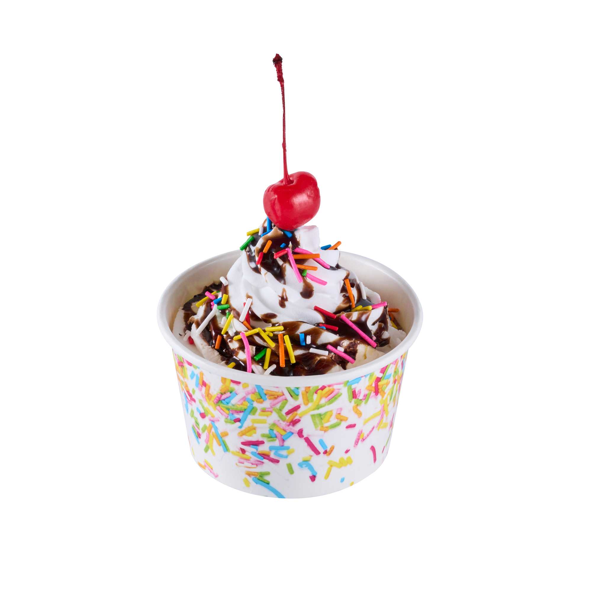 Coppetta 8 oz Round White Paper To Go Cup - with Party Sprinkles - 3 3/4" x 3 3/4" x 2 1/4" - 50 count box