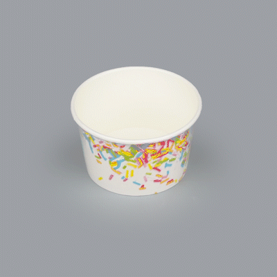Coppetta 8 oz Round White Paper To Go Cup - with Party Sprinkles - 3 3/4" x 3 3/4" x 2 1/4" - 50 count box