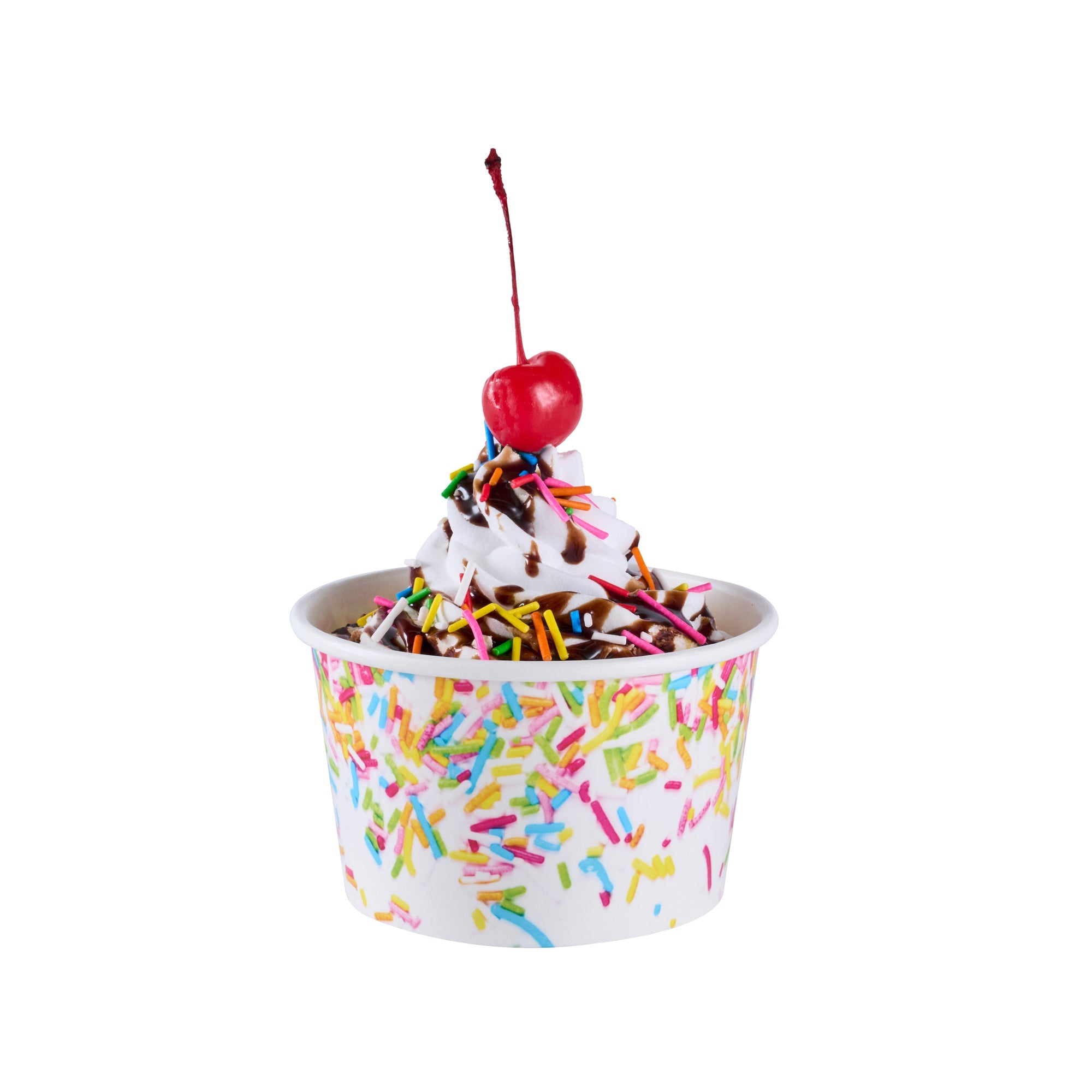 Coppetta 8 oz Round White Paper To Go Cup - with Party Sprinkles - 3 3/4" x 3 3/4" x 2 1/4" - 200 count box