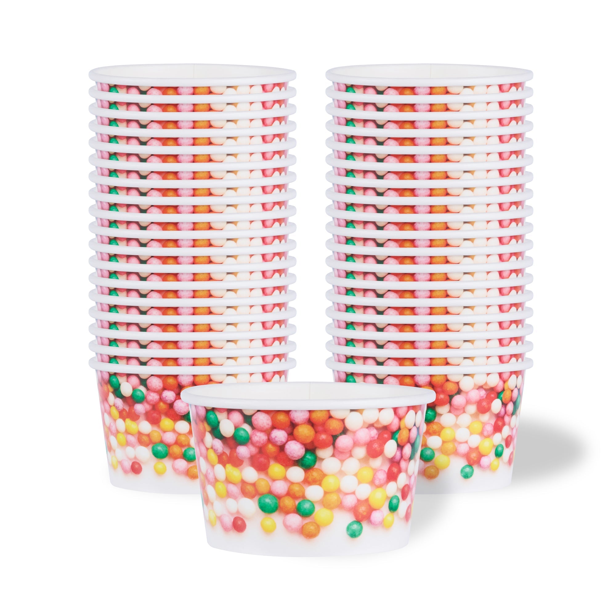 Coppetta 8 oz Round White Paper To Go Cup - with Round Sprinkles - 3 3/4" x 3 3/4" x 2 1/4" - 200 count box