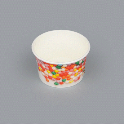 Coppetta 8 oz Round White Paper To Go Cup - with Round Sprinkles - 3 3/4" x 3 3/4" x 2 1/4" - 50 count box