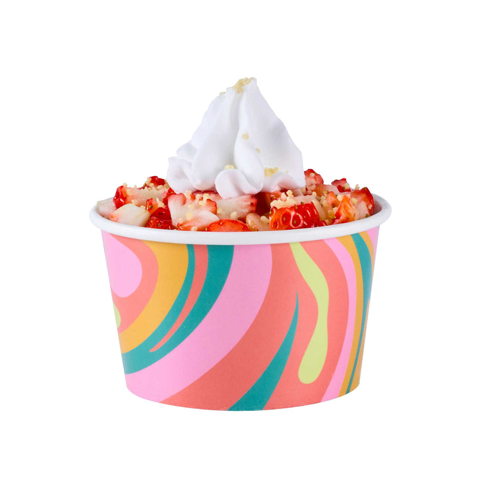 Coppetta 8 oz Round Psychedelic Sunrise Paper To Go Cup - 3 3/4" x 3 3/4" x 2 1/4" - 50 count box