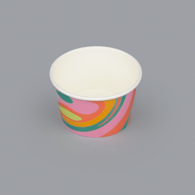 Coppetta 8 oz Round Psychedelic Sunrise Paper To Go Cup - 3 3/4" x 3 3/4" x 2 1/4" - 50 count box