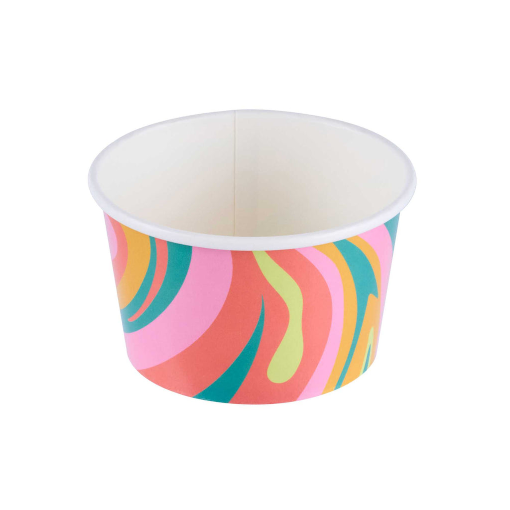 Coppetta 8 oz Round Psychedelic Sunrise Paper To Go Cup - 3 3/4" x 3 3/4" x 2 1/4" - 50 count box
