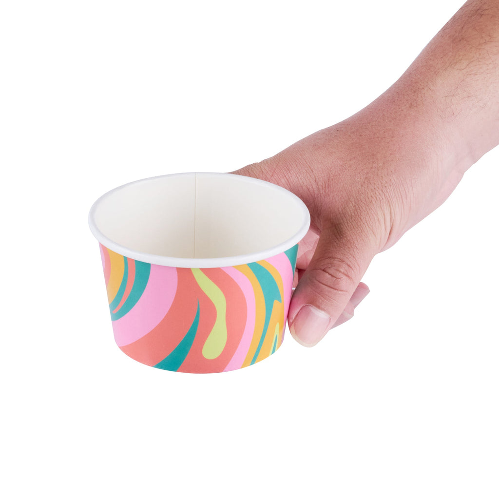 Coppetta 8 oz Round Psychedelic Sunrise Paper To Go Cup - 3 3/4" x 3 3/4" x 2 1/4" - 200 count box