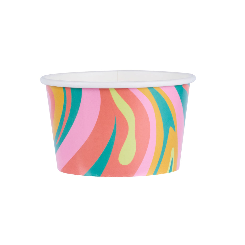 Coppetta 8 oz Round Psychedelic Sunrise Paper To Go Cup - 3 3/4" x 3 3/4" x 2 1/4" - 200 count box