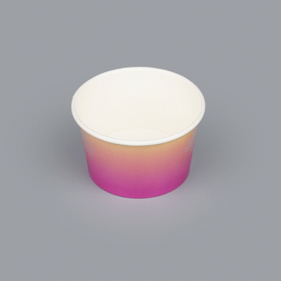 Coppetta 8 oz Round Purple and Yellow Ombre Paper To Go Cup - 3 3/4" x 3 3/4" x 2 1/4" - 50 count box