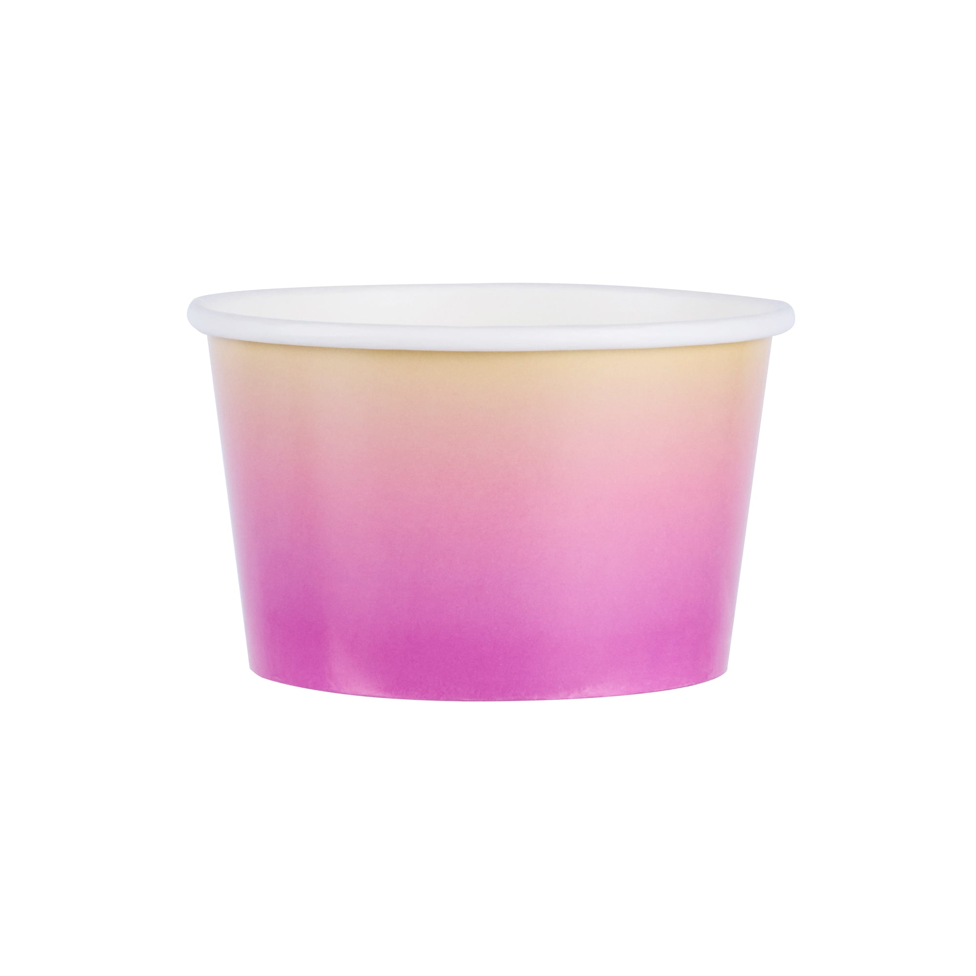 Coppetta 8 oz Round Purple and Yellow Ombre Paper To Go Cup - 3 3/4" x 3 3/4" x 2 1/4" - 200 count box