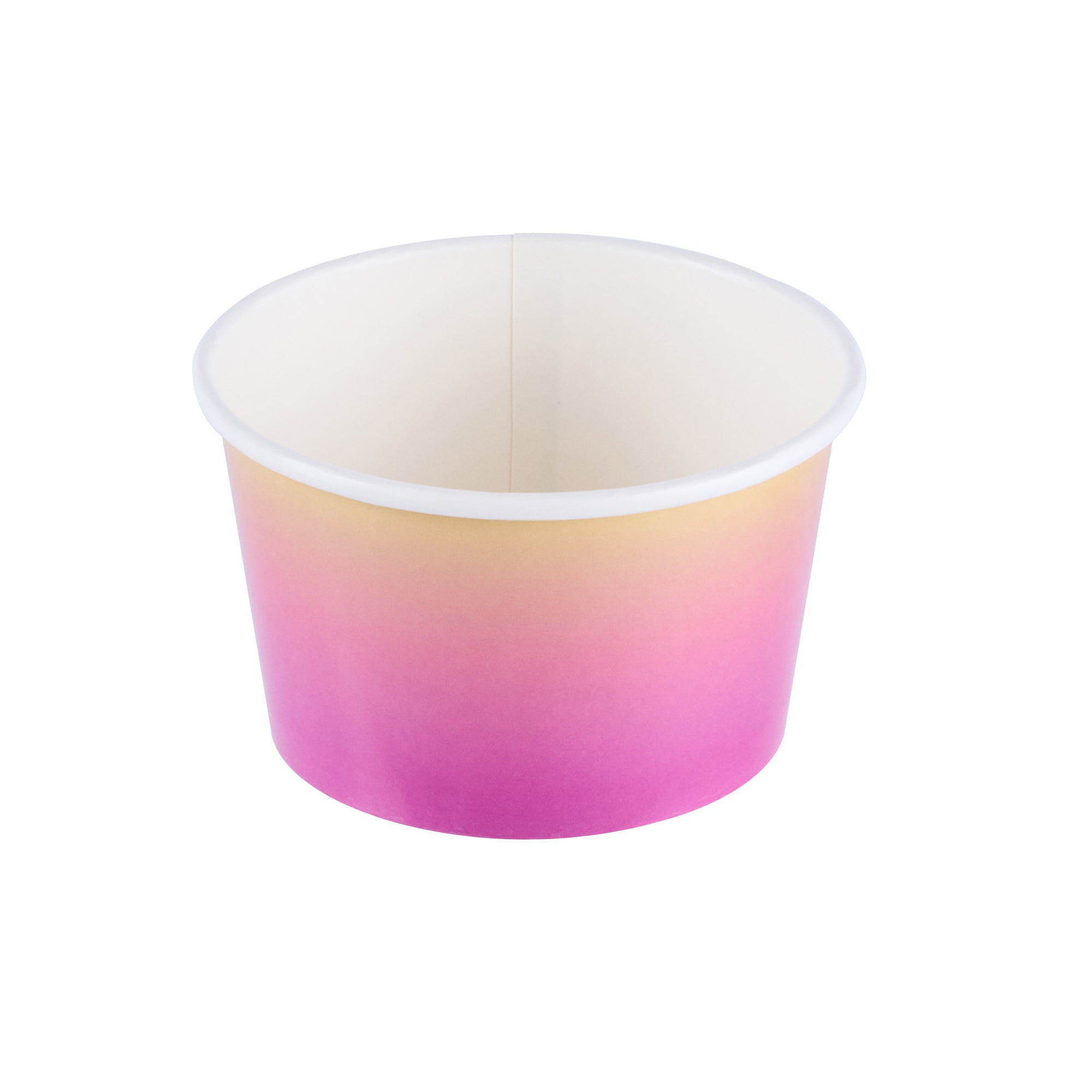 Coppetta 8 oz Round Purple and Yellow Ombre Paper To Go Cup - 3 3/4" x 3 3/4" x 2 1/4" - 200 count box