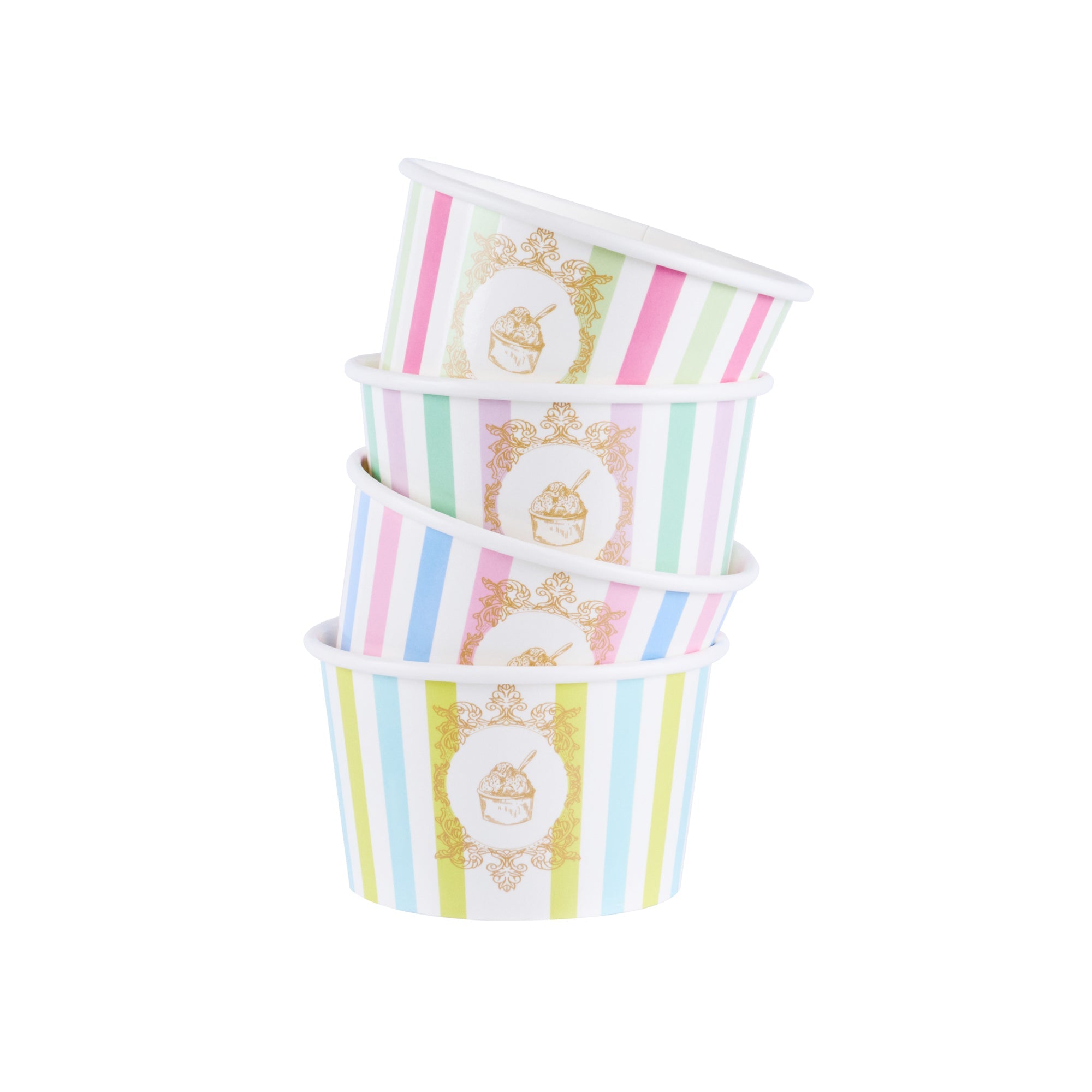 Coppetta 8 oz Round Assorted Stripe Paper To Go Cup - 3 3/4" x 3 3/4" x 2 1/4" - 200 count box