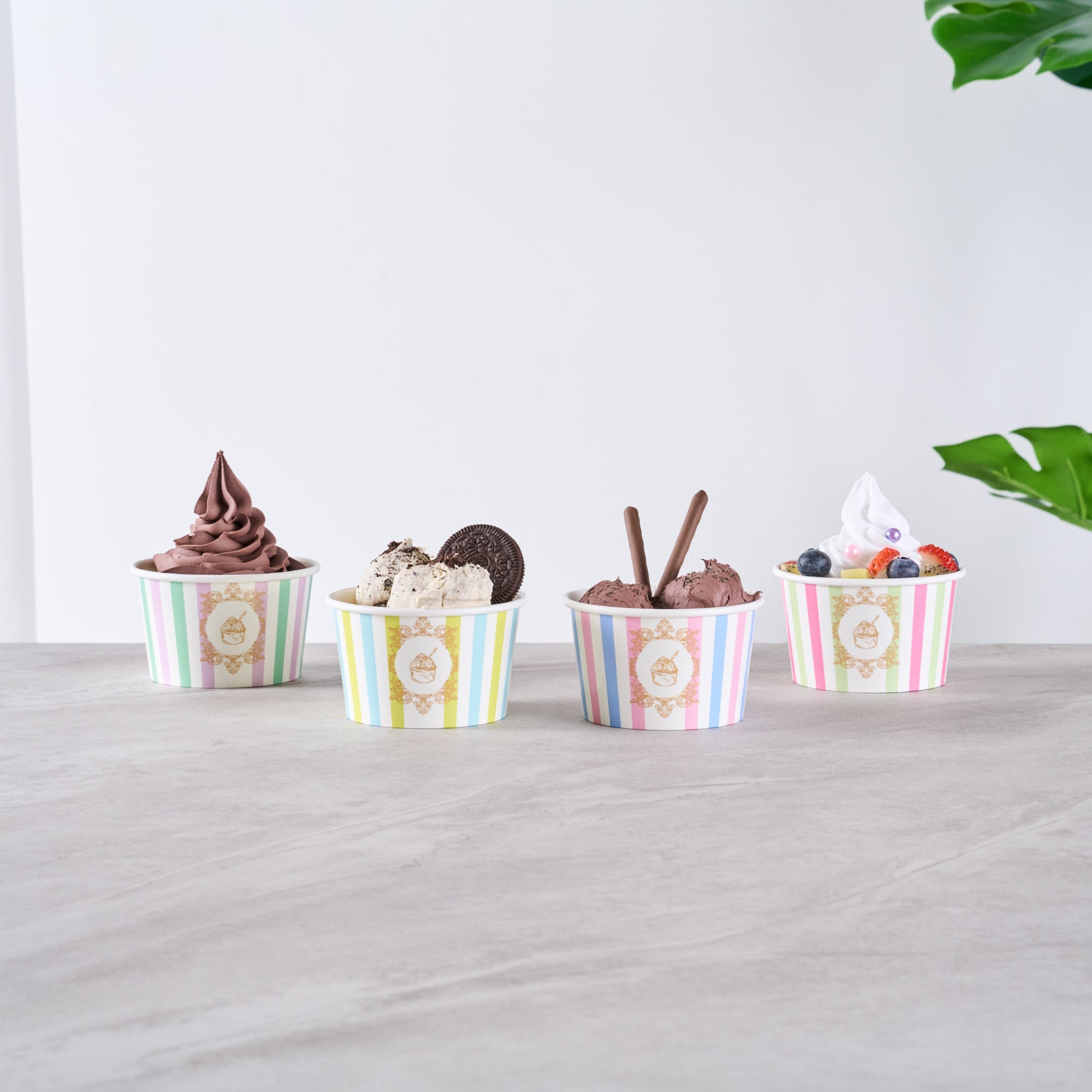 Coppetta 8 oz Round Assorted Stripe Paper To Go Cup - 3 3/4" x 3 3/4" x 2 1/4" - 200 count box