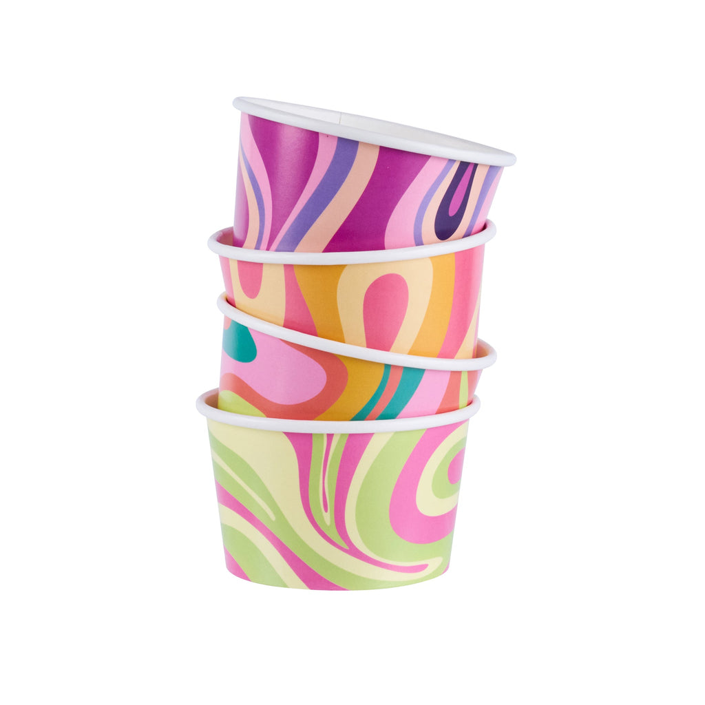 Coppetta 8 oz Round Assorted Groove Paper To Go Cup - 3 3/4" x 3 3/4" x 2 1/4" - 200 count box