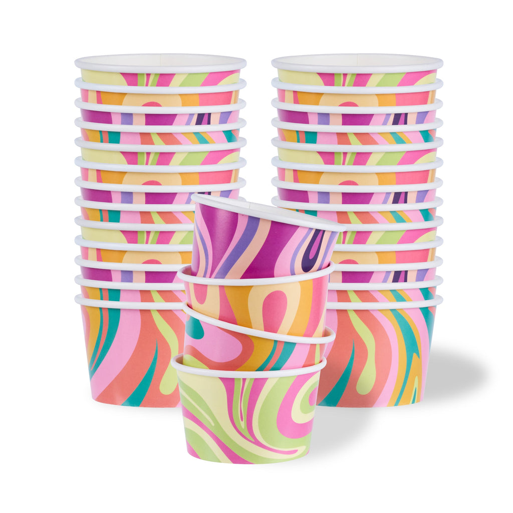 Coppetta 8 oz Round Assorted Groove Paper To Go Cup - 3 3/4" x 3 3/4" x 2 1/4" - 200 count box