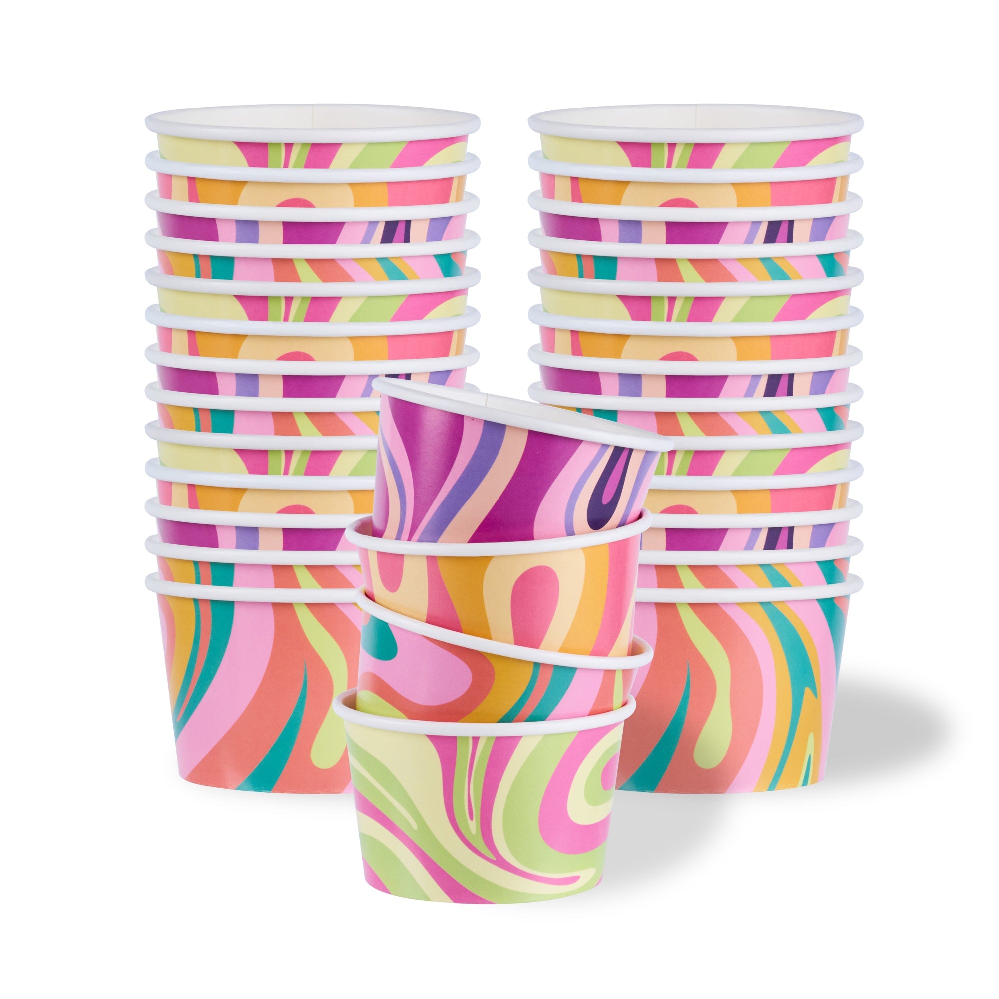 Coppetta 8 oz Round Assorted Groove Paper To Go Cup - 3 3/4" x 3 3/4" x 2 1/4" - 200 count box