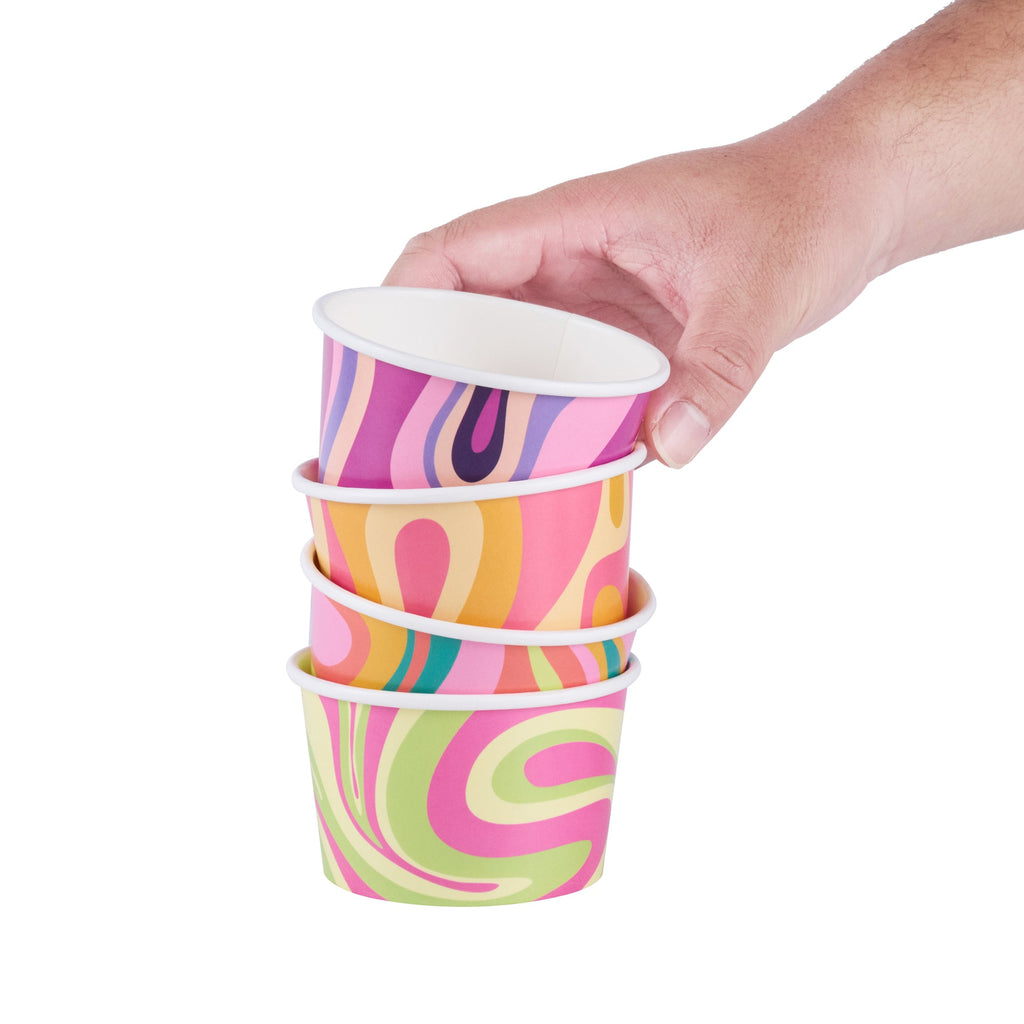 Coppetta 8 oz Round Assorted Groove Paper To Go Cup - 3 3/4" x 3 3/4" x 2 1/4" - 200 count box