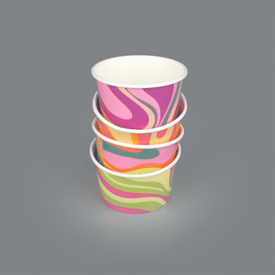 Coppetta 8 oz Round Assorted Groove Paper To Go Cup - 3 3/4" x 3 3/4" x 2 1/4" - 200 count box