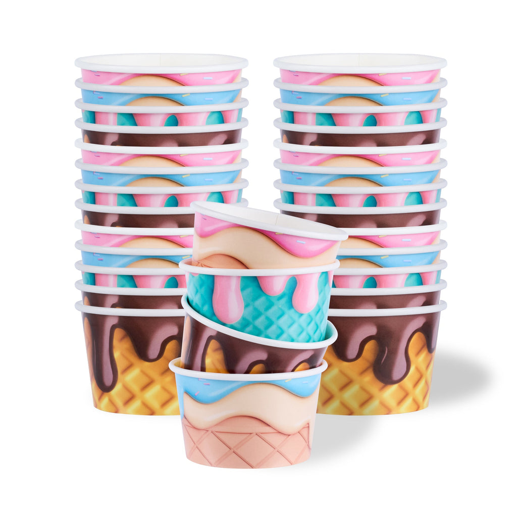 Coppetta 8 oz Round Assorted Cone Paper To Go Cup - 3 3/4" x 3 3/4" x 2 1/4" - 200 count box