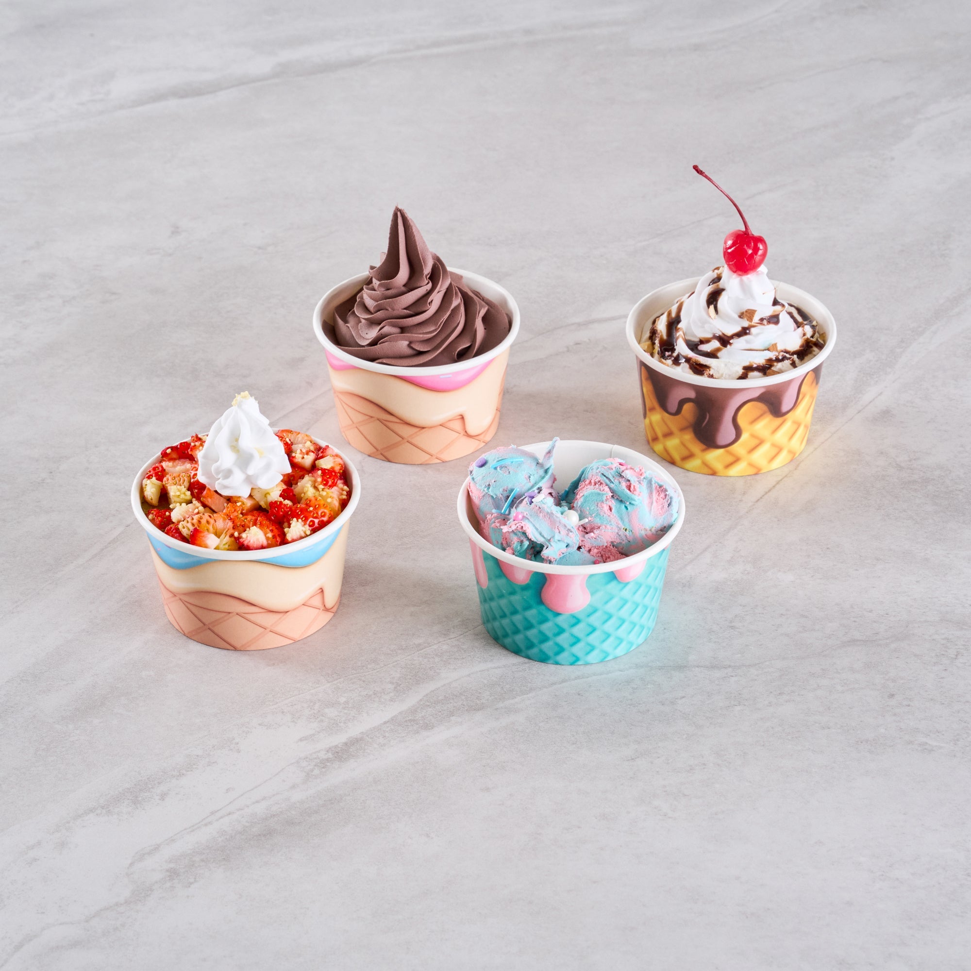 Coppetta 8 oz Round Assorted Cone Paper To Go Cup - 3 3/4" x 3 3/4" x 2 1/4" - 200 count box