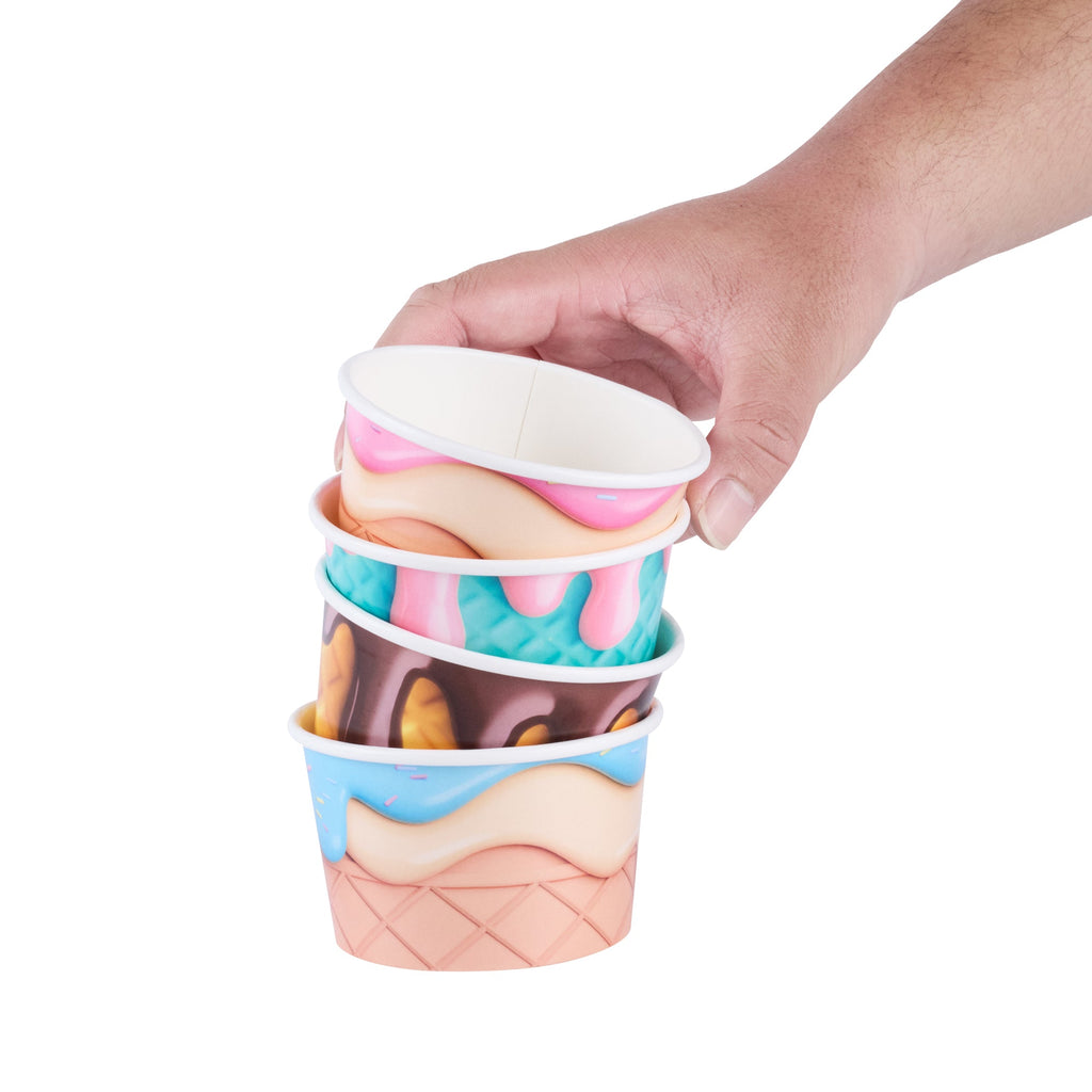 Coppetta 8 oz Round Assorted Cone Paper To Go Cup - 3 3/4" x 3 3/4" x 2 1/4" - 200 count box