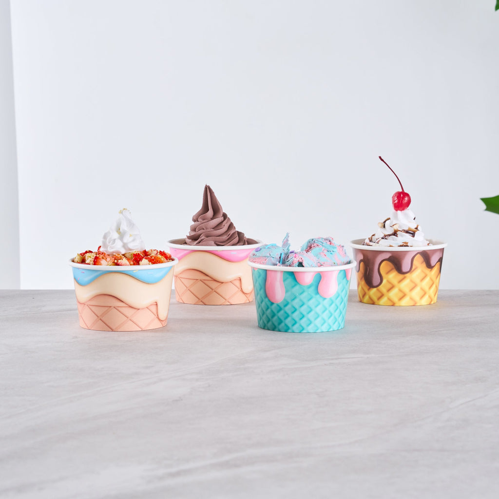Coppetta 8 oz Round Assorted Cone Paper To Go Cup - 3 3/4" x 3 3/4" x 2 1/4" - 200 count box