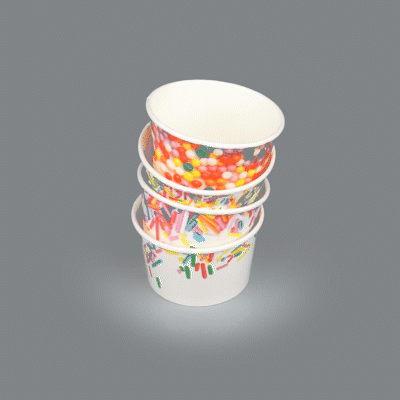 Coppetta 8 oz Round White Assorted Sprinkle Paper To Go Cup - 3 3/4" x 3 3/4" x 2 1/4" - 200 count box