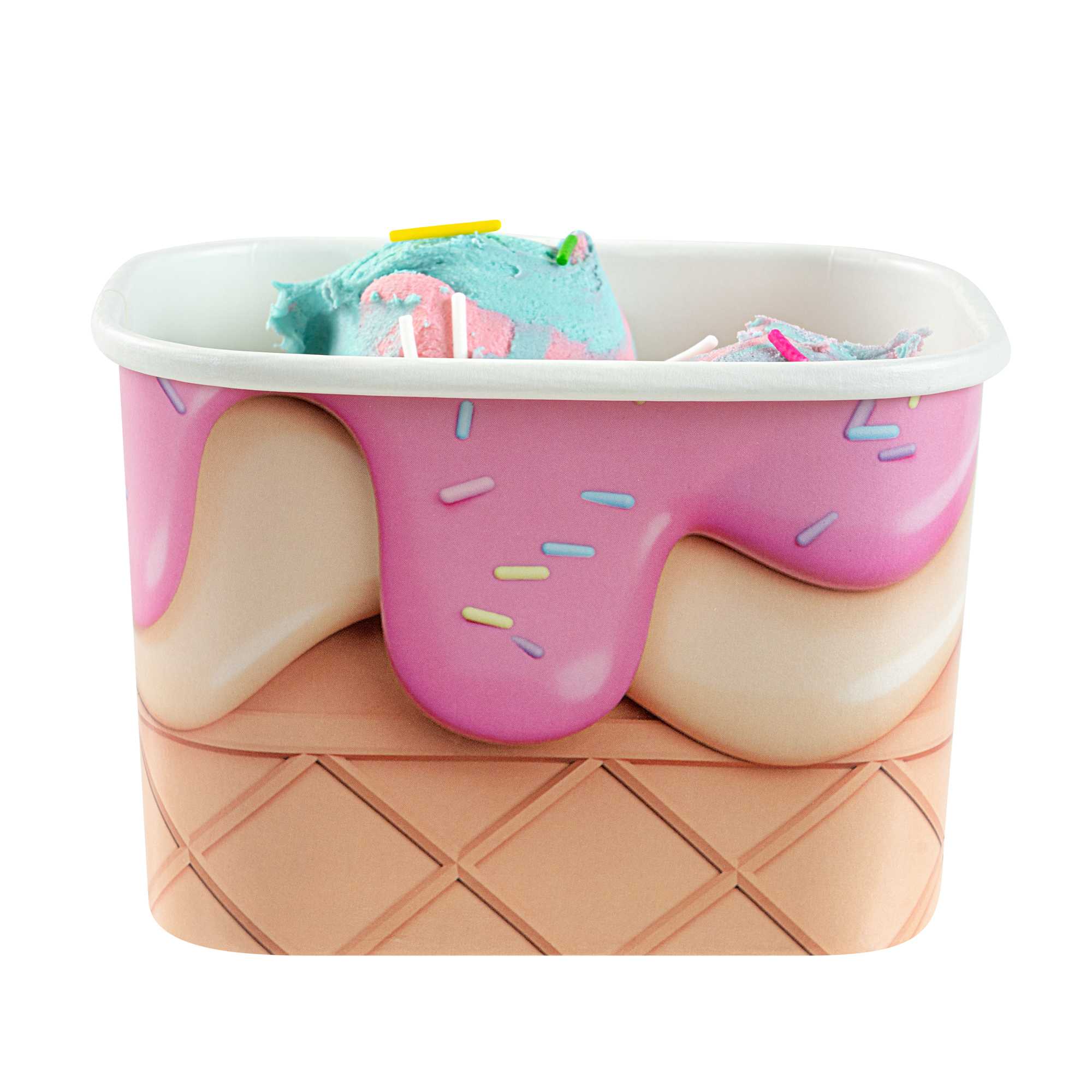 Coppetta 12 oz Square Vanilla Strawberry Swirl Paper To Go Cup - 4 1/4" x 3 1/4" x 2 3/4" - 50 count box