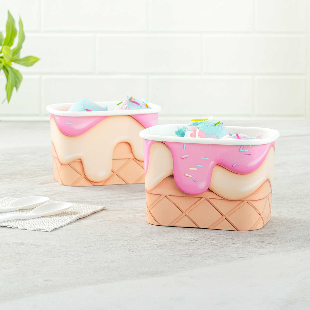 Coppetta 12 oz Square Vanilla Strawberry Swirl Paper To Go Cup - 4 1/4" x 3 1/4" x 2 3/4" - 50 count box