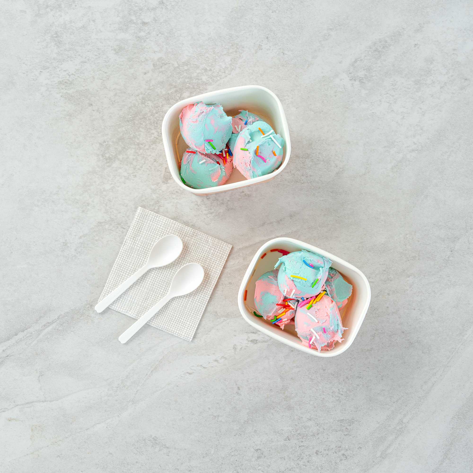 Coppetta 12 oz Square Vanilla Strawberry Swirl Paper To Go Cup - 4 1/4" x 3 1/4" x 2 3/4" - 50 count box