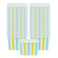 Coppetta 12 oz Square Blue And Green Stripe Paper To Go Cup - 4 1/4" x 3 1/4" x 2 3/4" - 50 count box