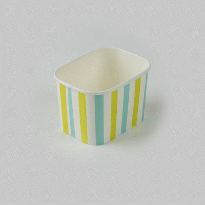 Coppetta 12 oz Square Blue And Green Stripe Paper To Go Cup - 4 1/4" x 3 1/4" x 2 3/4" - 50 count box