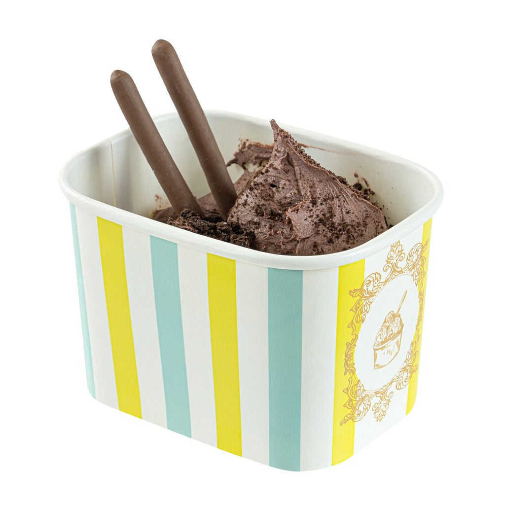 Coppetta 12 oz Square Blue And Green Stripe Paper To Go Cup - 4 1/4" x 3 1/4" x 2 3/4" - 200 count box