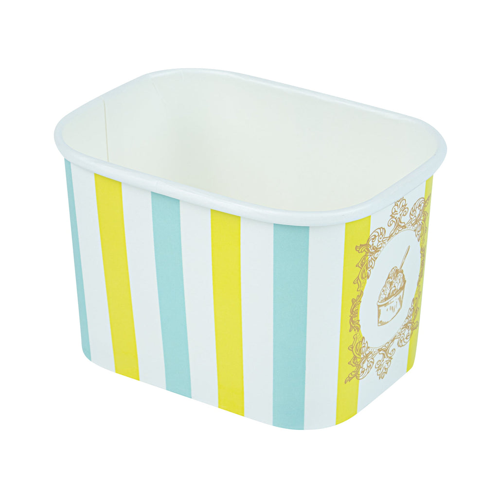 Coppetta 12 oz Square Blue And Green Stripe Paper To Go Cup - 4 1/4" x 3 1/4" x 2 3/4" - 200 count box