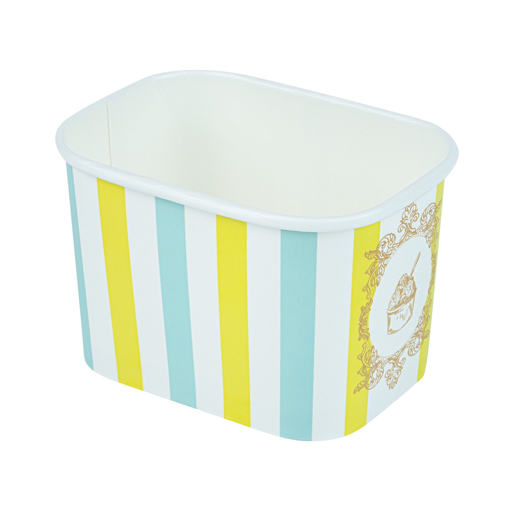 Coppetta 12 oz Square Blue And Green Stripe Paper To Go Cup - 4 1/4" x 3 1/4" x 2 3/4" - 200 count box