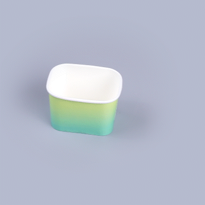 Coppetta 12 oz Square Teal And Green Ombre Paper To Go Cup - 4 1/4" x 3 1/4" x 2 3/4" - 50 count box