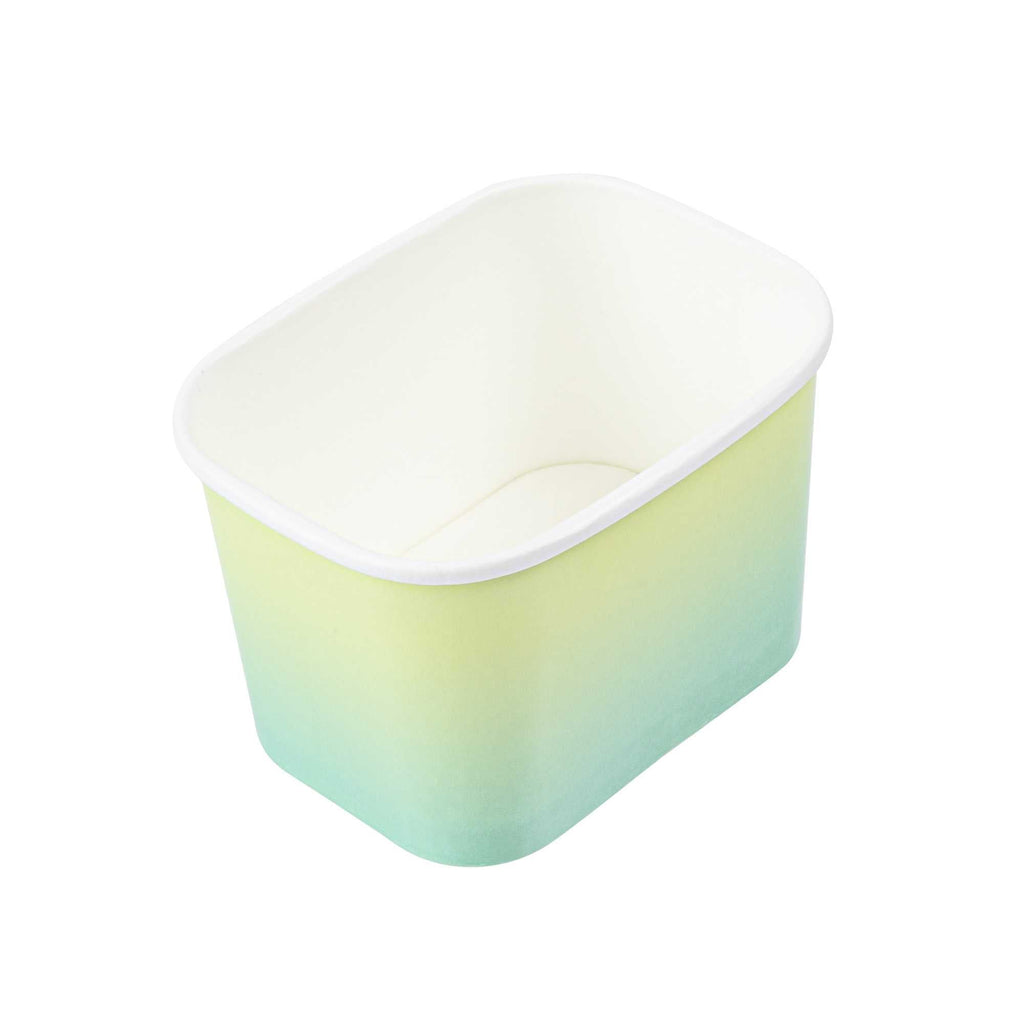 Coppetta 12 oz Square Teal And Green Ombre Paper To Go Cup - 4 1/4" x 3 1/4" x 2 3/4" - 50 count box