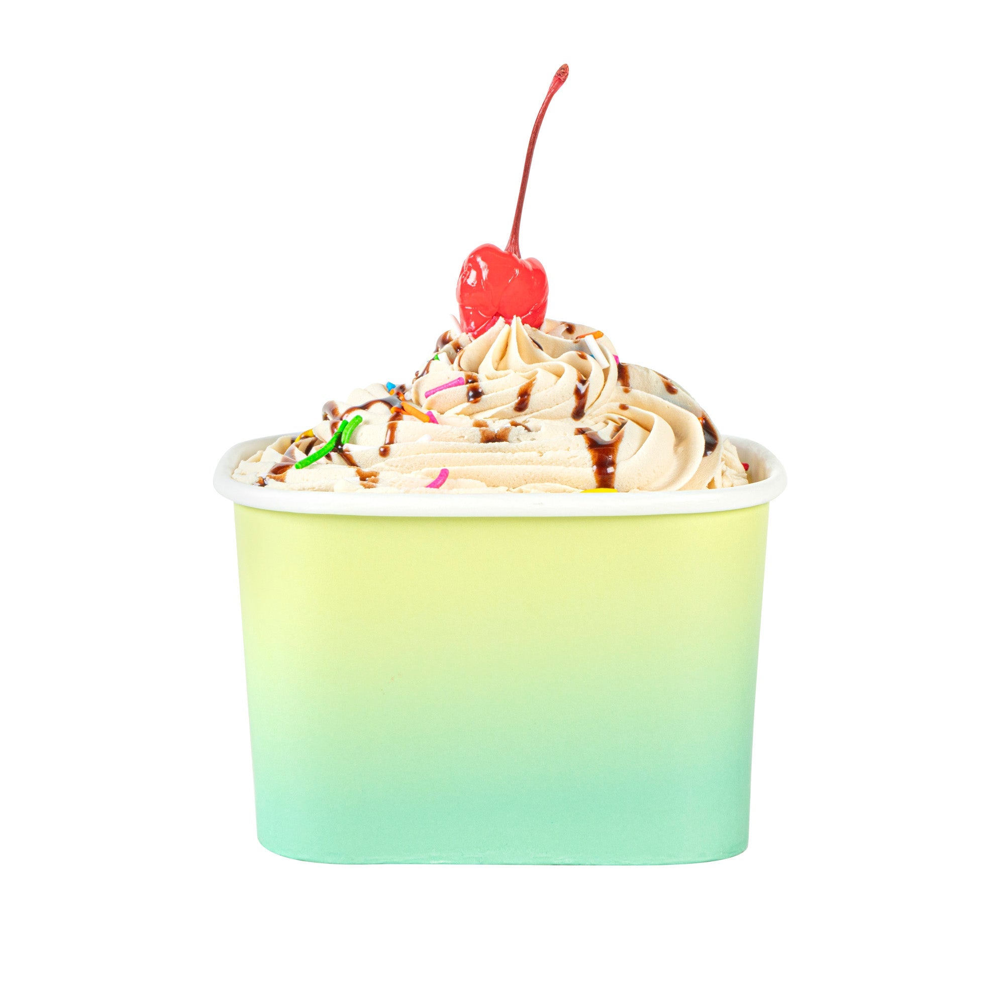 Coppetta 12 oz Square Teal And Green Ombre Paper To Go Cup - 4 1/4" x 3 1/4" x 2 3/4" - 200 count box