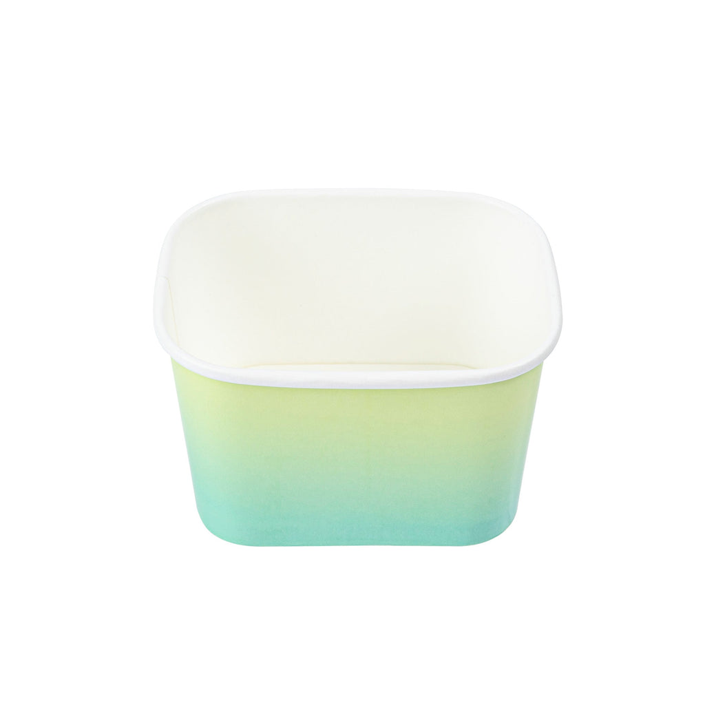 Coppetta 12 oz Square Teal And Green Ombre Paper To Go Cup - 4 1/4" x 3 1/4" x 2 3/4" - 200 count box