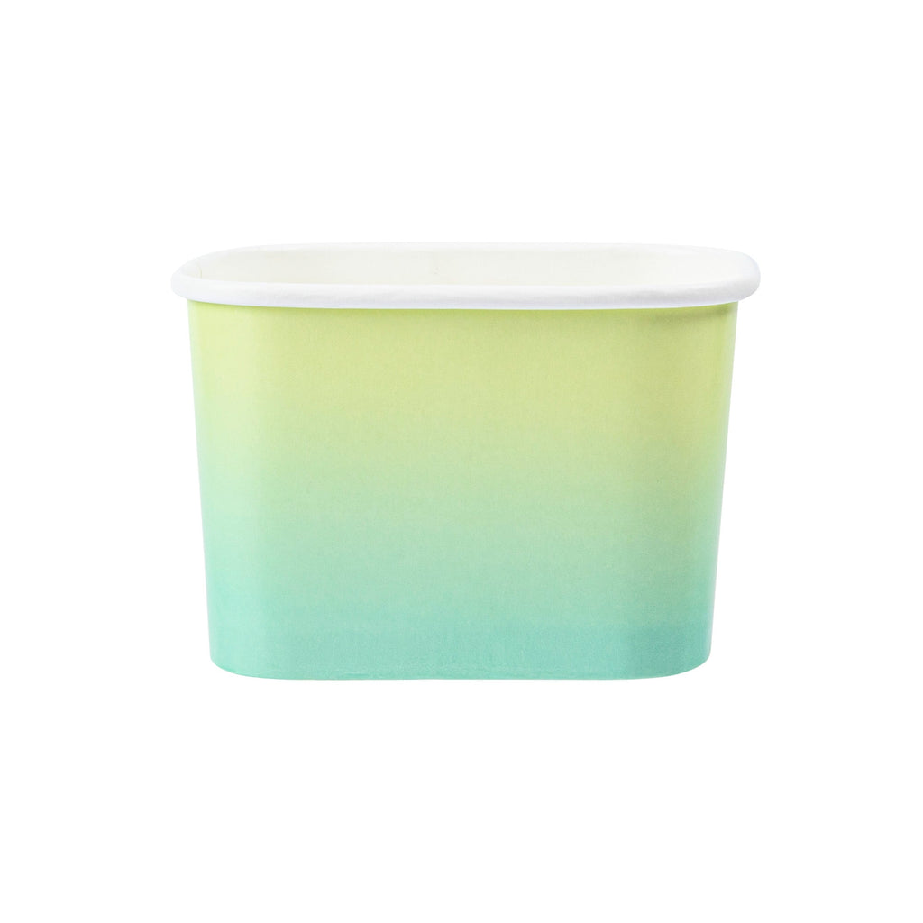 Coppetta 12 oz Square Teal And Green Ombre Paper To Go Cup - 4 1/4" x 3 1/4" x 2 3/4" - 200 count box