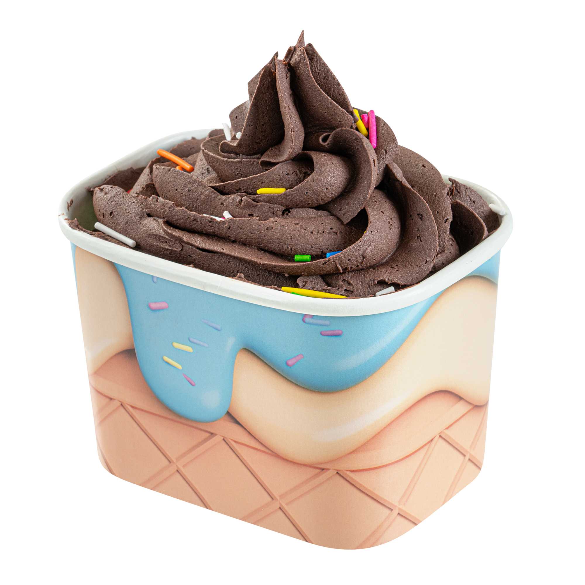 Coppetta 12 oz Square Frosty Delight Paper To Go Cup - 4 1/4" x 3 1/4" x 2 3/4" - 50 count box
