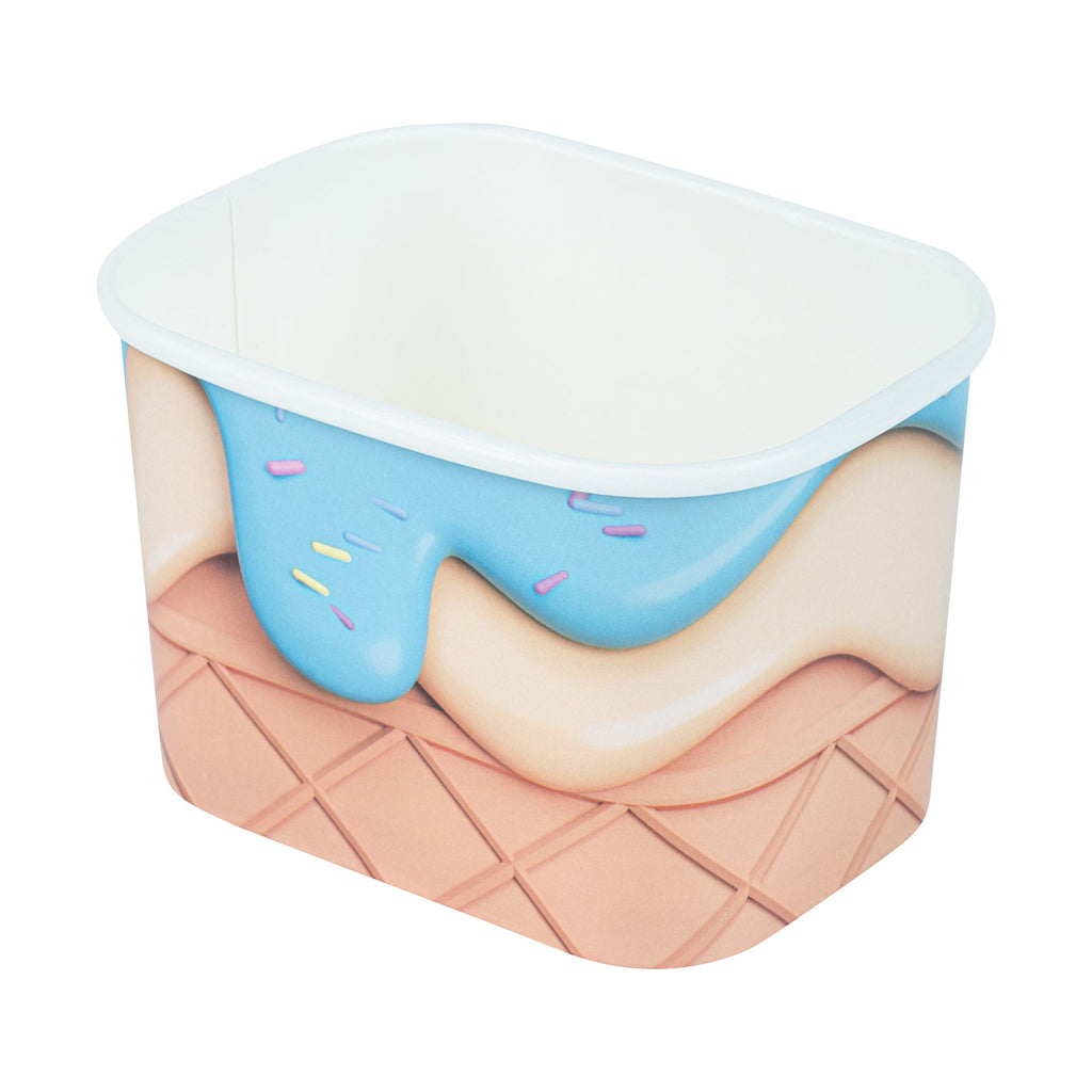 Coppetta 12 oz Square Frosty Delight Paper To Go Cup - 4 1/4" x 3 1/4" x 2 3/4" - 200 count box