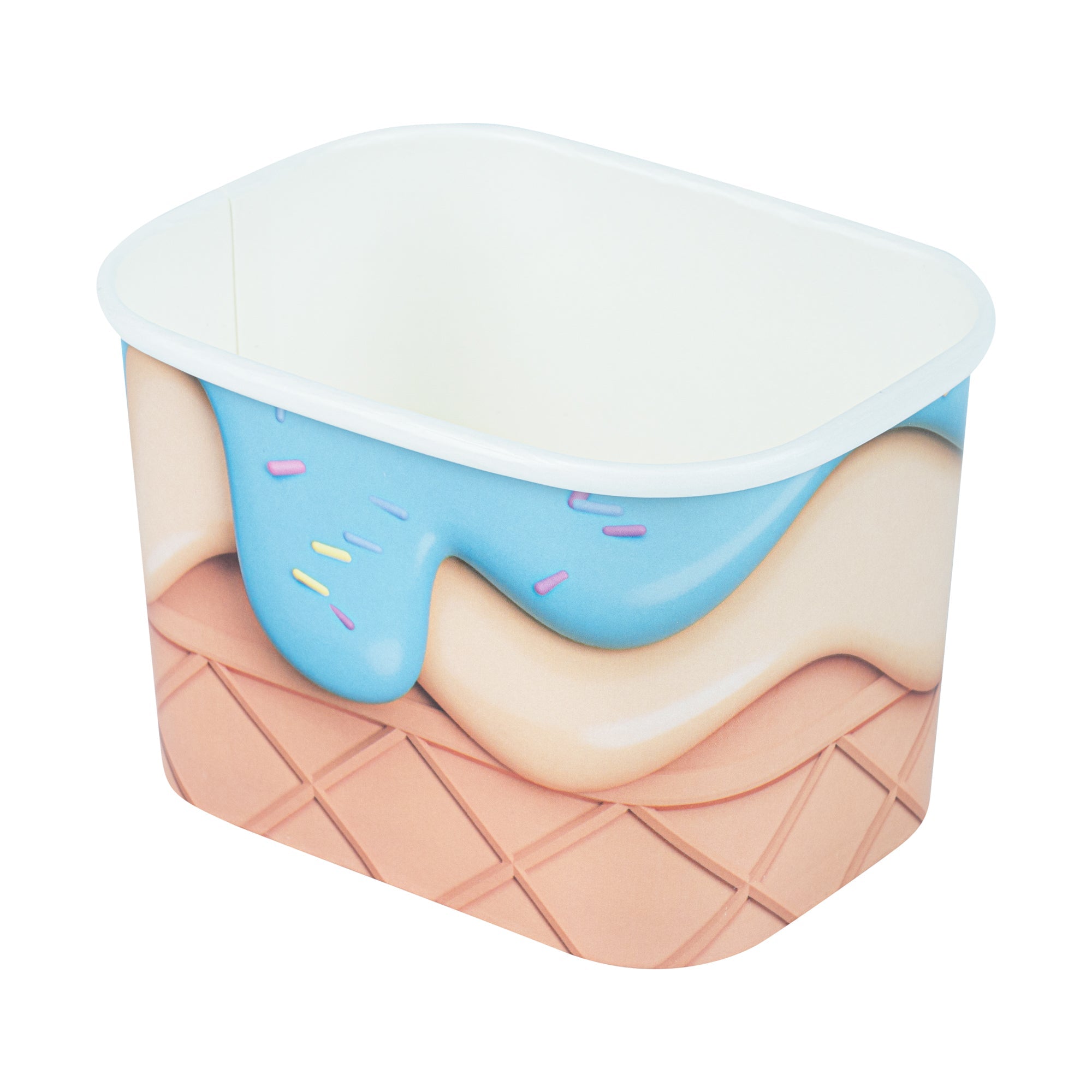 Coppetta 12 oz Square Frosty Delight Paper To Go Cup - 4 1/4" x 3 1/4" x 2 3/4" - 200 count box