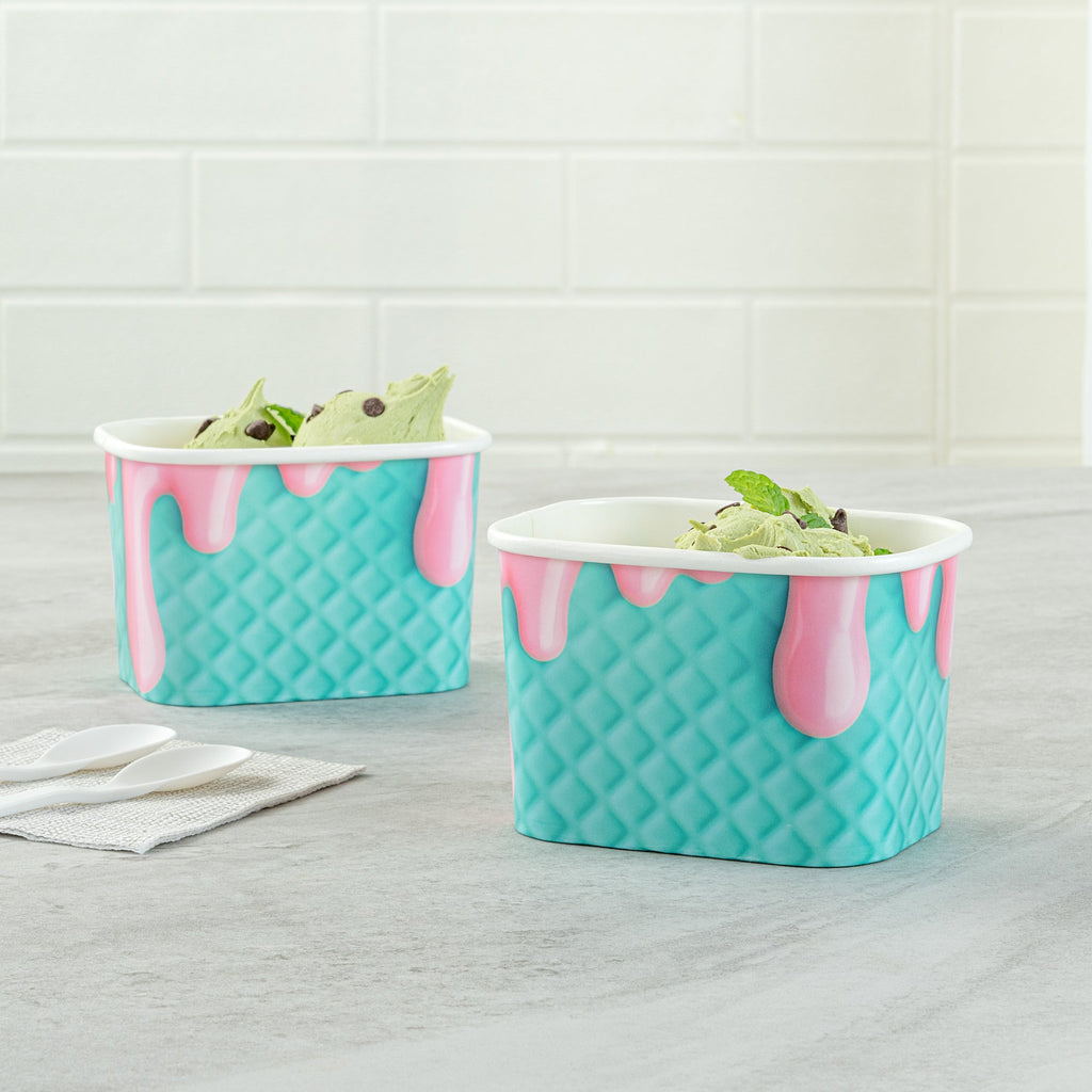 Coppetta 12 oz Square Bubblegum Splash Paper To Go Cup - 4 1/4" x 3 1/4" x 2 3/4" - 200 count box