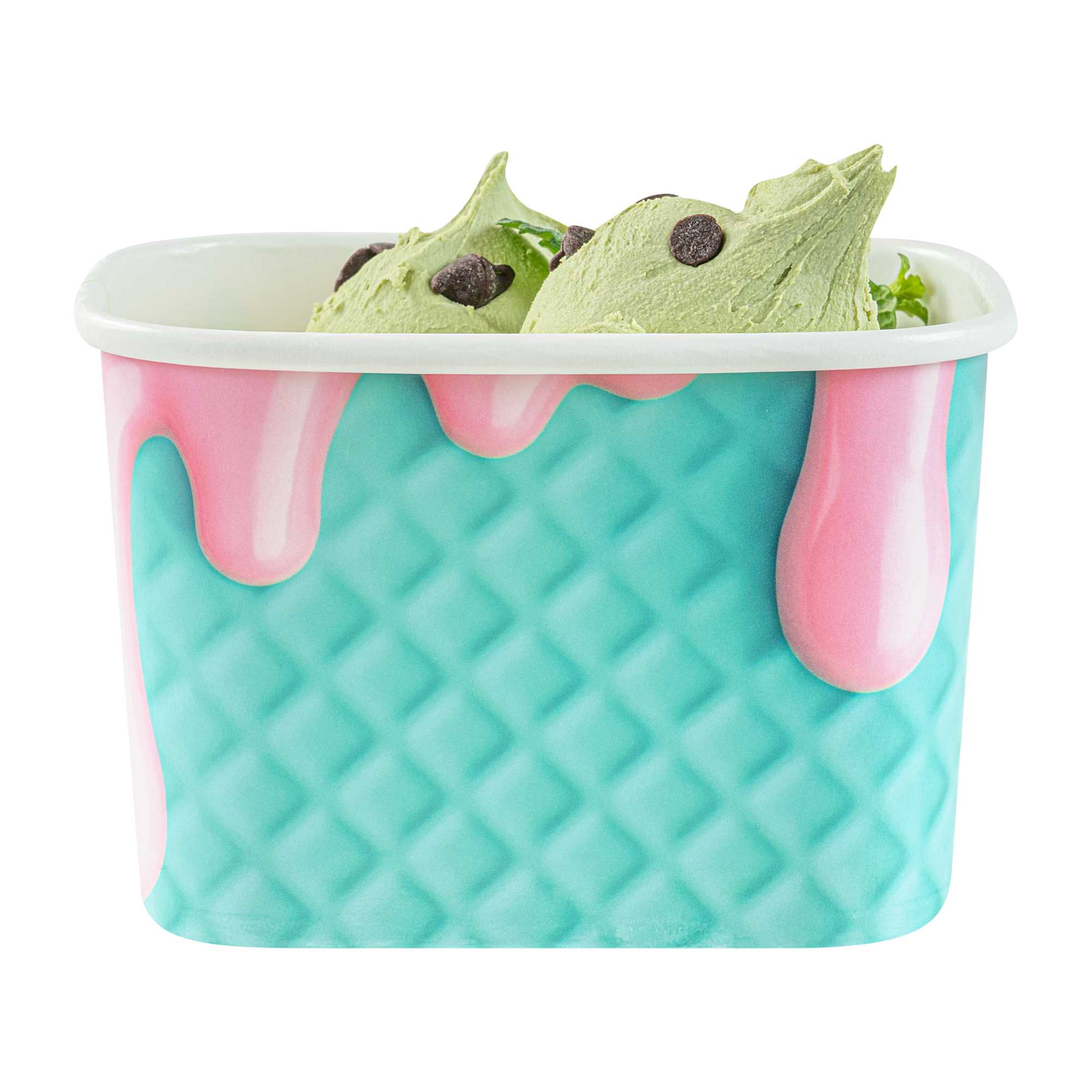 Coppetta 12 oz Square Bubblegum Splash Paper To Go Cup - 4 1/4" x 3 1/4" x 2 3/4" - 50 count box
