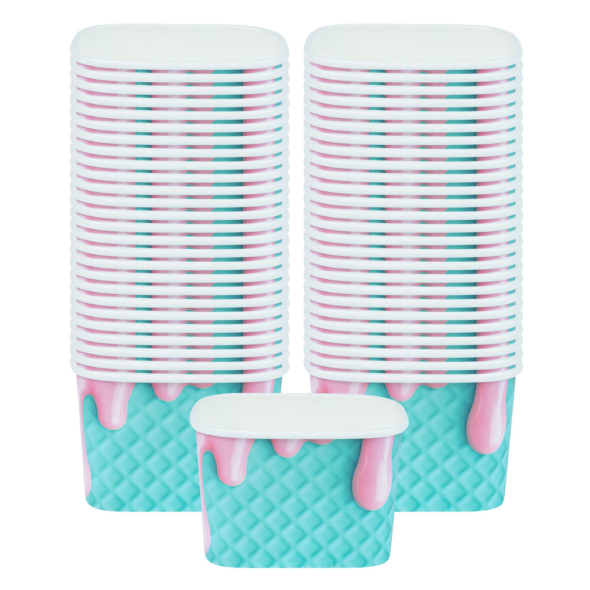 Coppetta 12 oz Square Bubblegum Splash Paper To Go Cup - 4 1/4" x 3 1/4" x 2 3/4" - 50 count box
